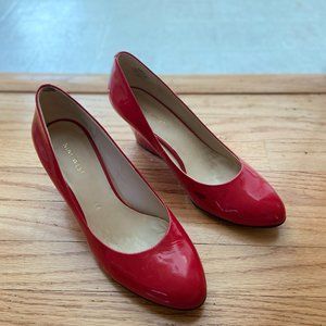 Nine West Red Wedge Heels, Leather, Size 8M